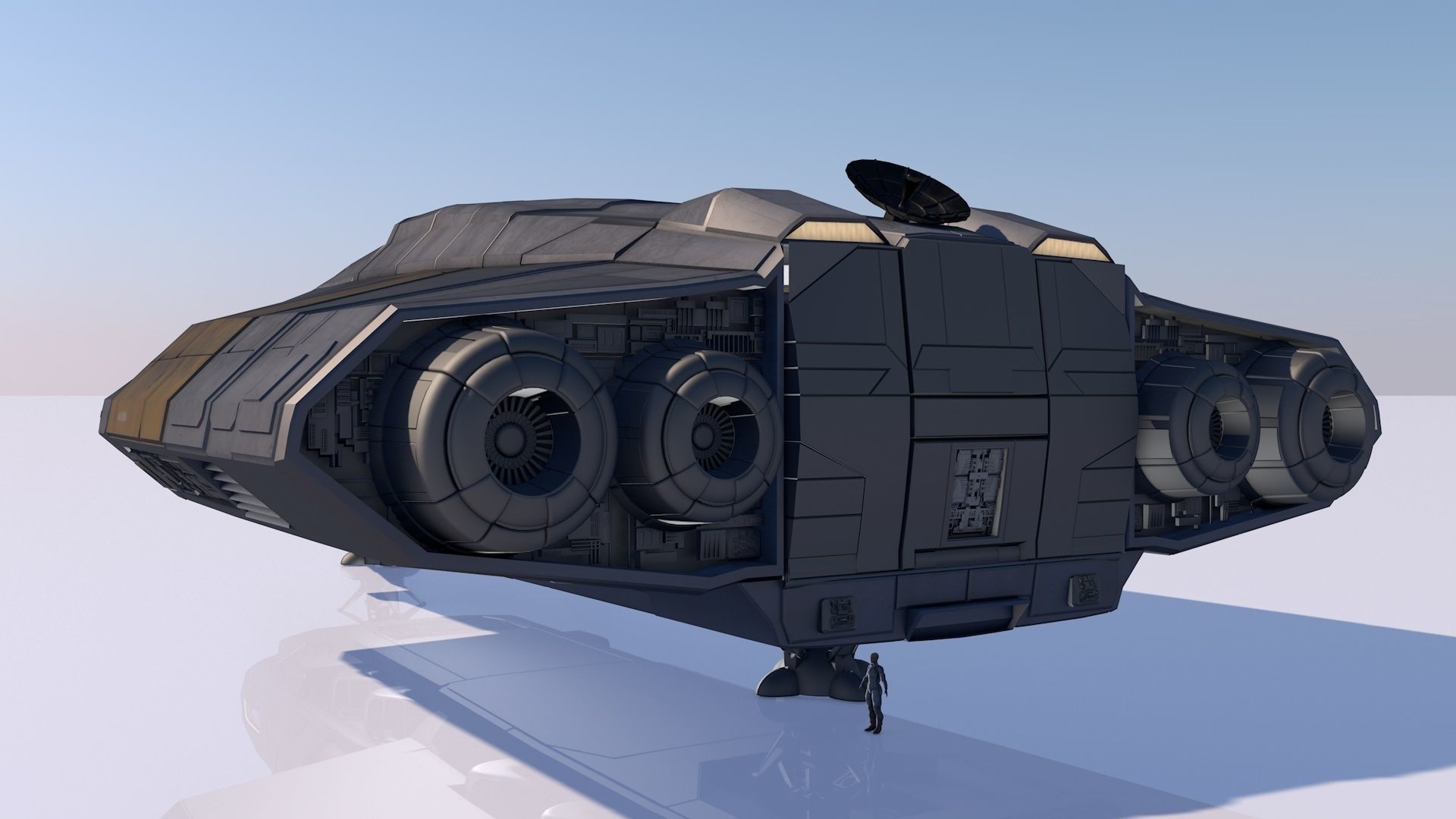 Transport spaceship Low-poly 3D model_7