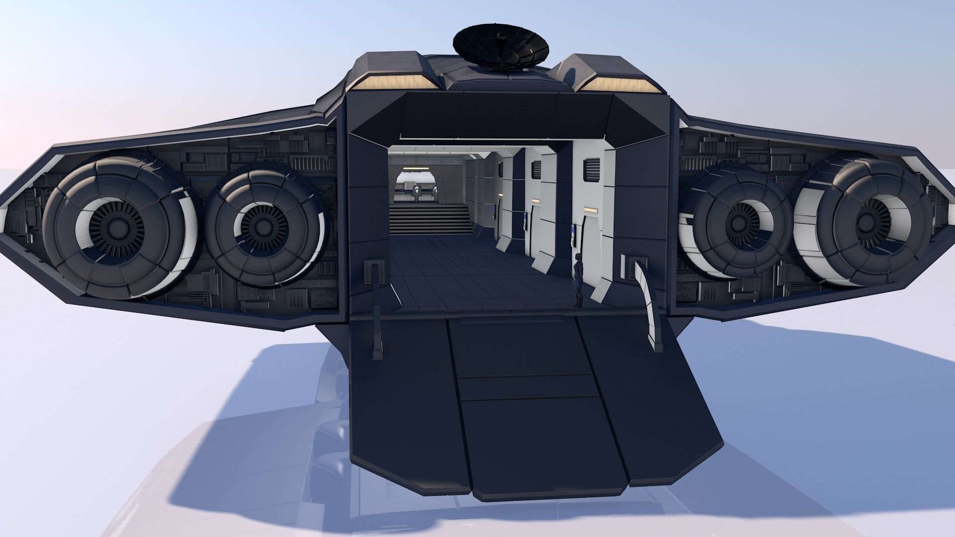 Transport spaceship Low-poly 3D model_8