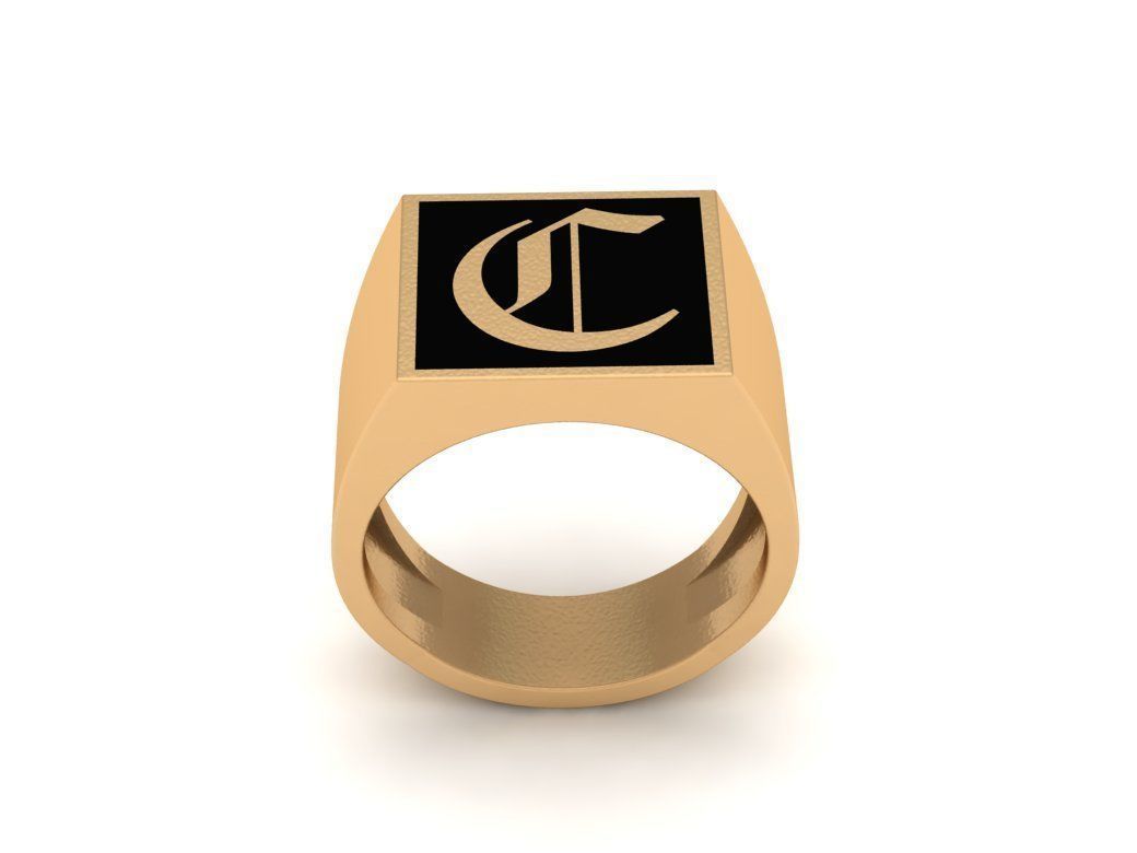 Old English Letter Ring C 3D print model_2