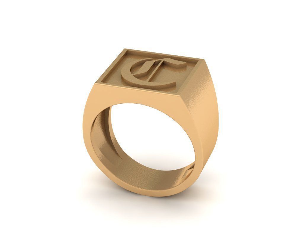 Old English Letter Ring C 3D print model_1
