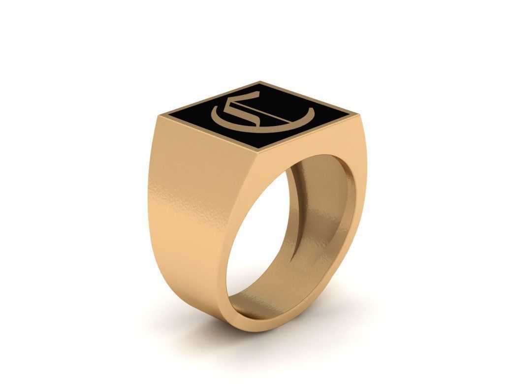 Old English Letter Ring C 3D print model_3