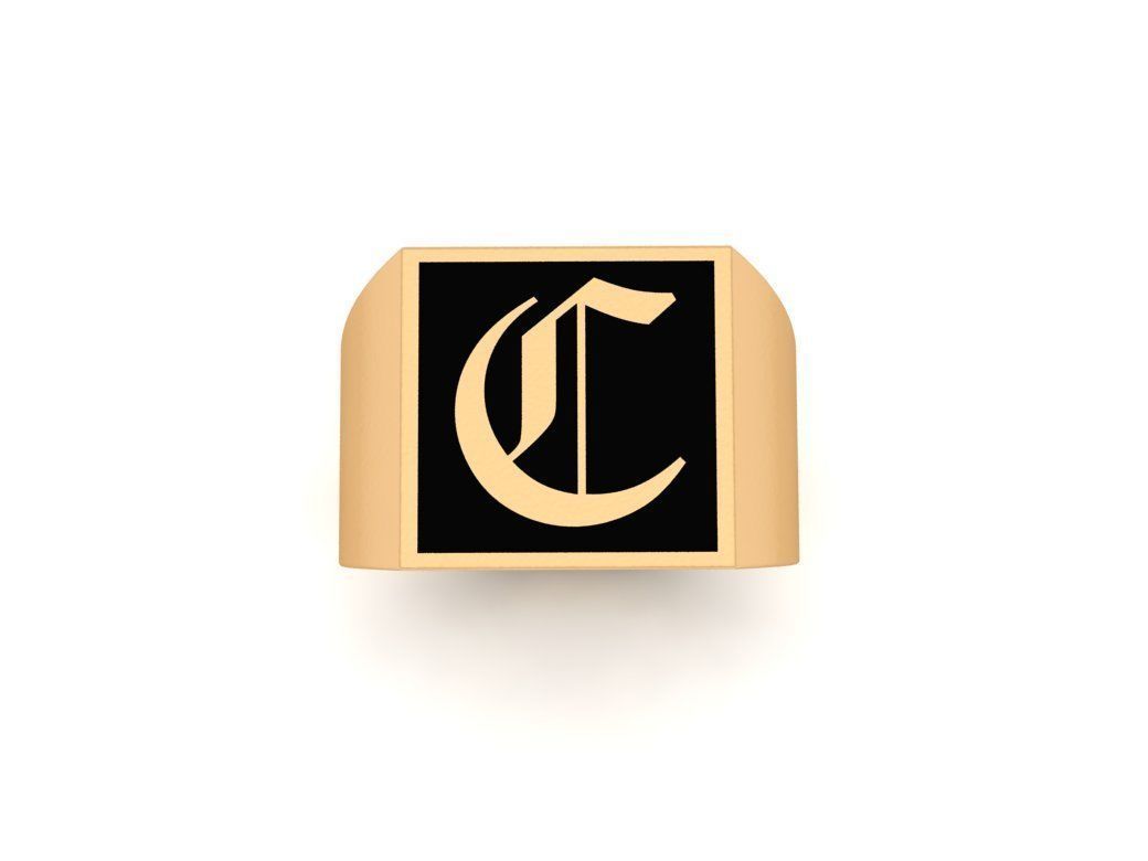 Old English Letter Ring C 3D print model_4