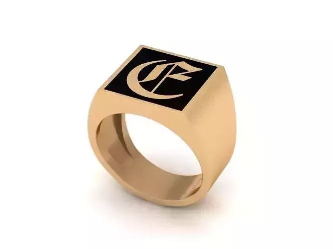 Old English Letter Ring E 3D print model