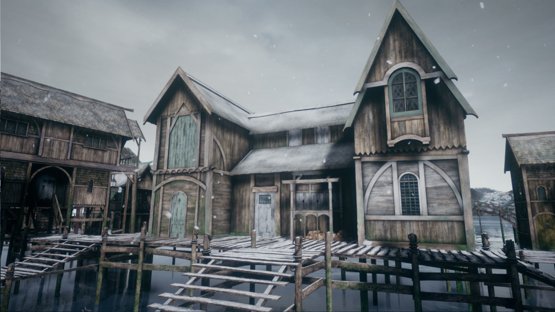 Medieval Lake Village UE4 Low-poly 3D model_2