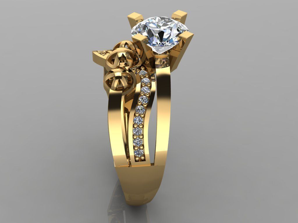 GC GOLD TW0160- Diamond ring 3D print model_3