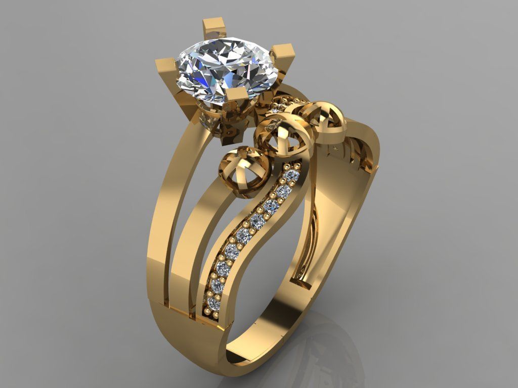 GC GOLD TW0160- Diamond ring 3D print model_1