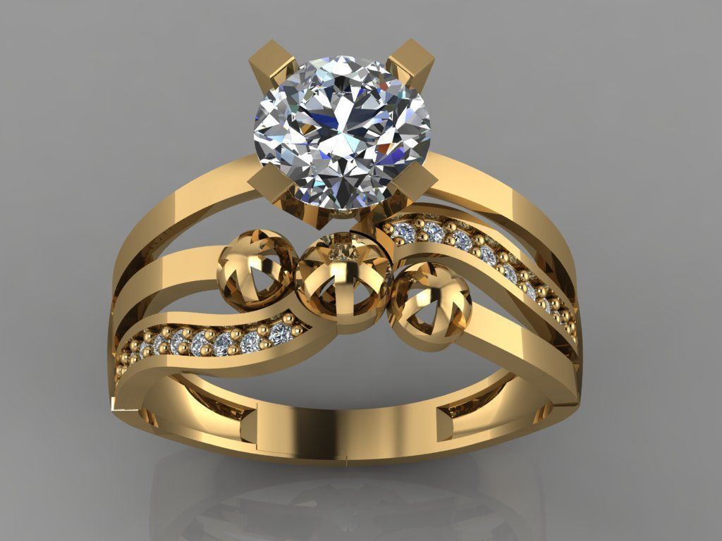 GC GOLD TW0160- Diamond ring 3D print model_2