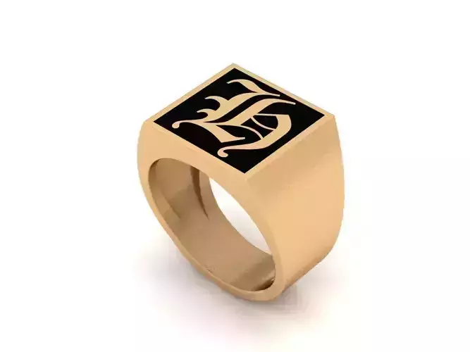 Old English Letter Ring H 3D print model