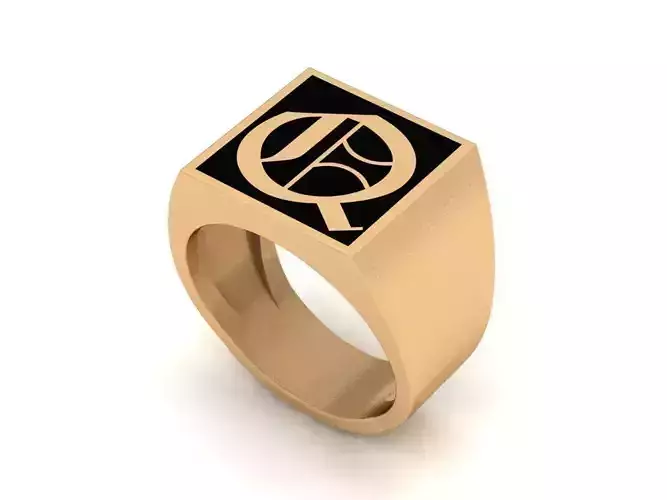 Old English Letter Ring Q