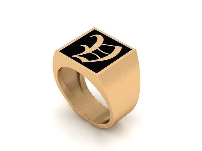 Old English Letter Ring V 3D print model