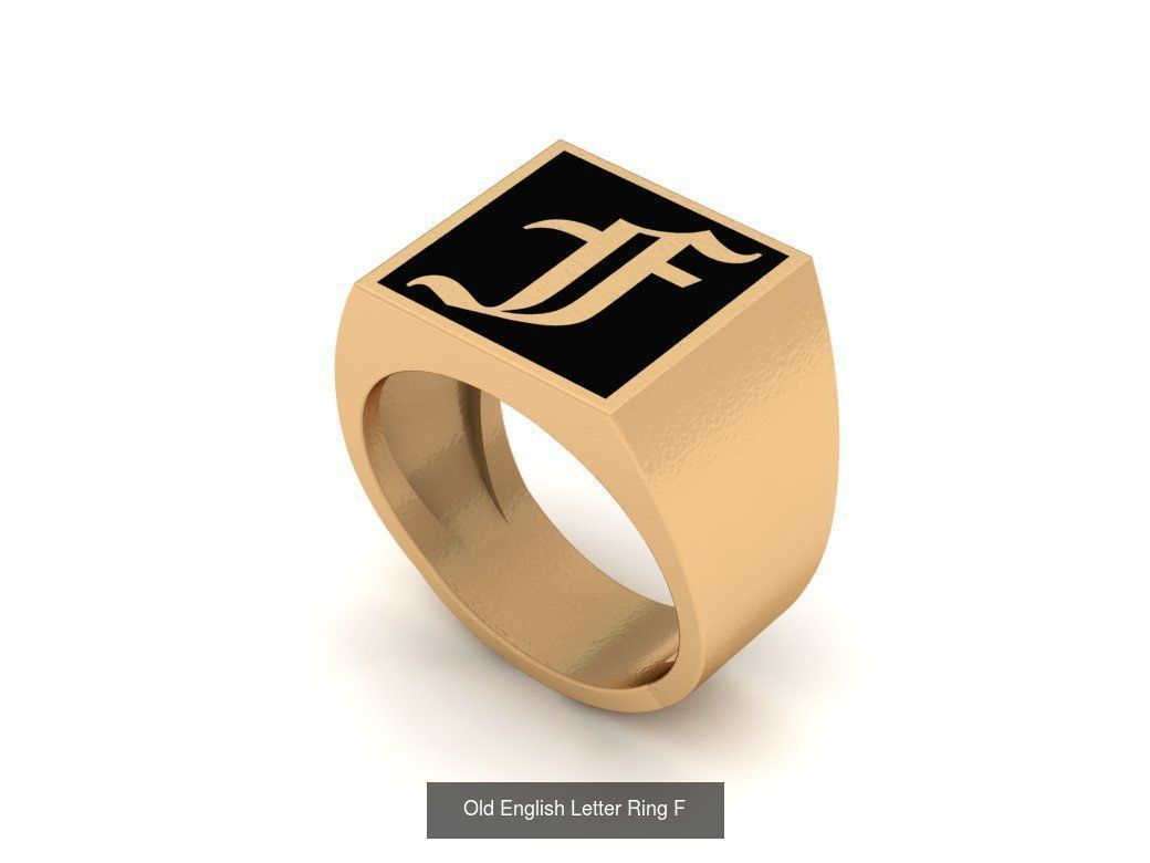 Gothic Alphabets Letter Rings Collection _17