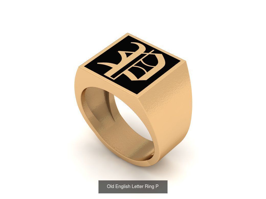 Gothic Alphabets Letter Rings Collection _27