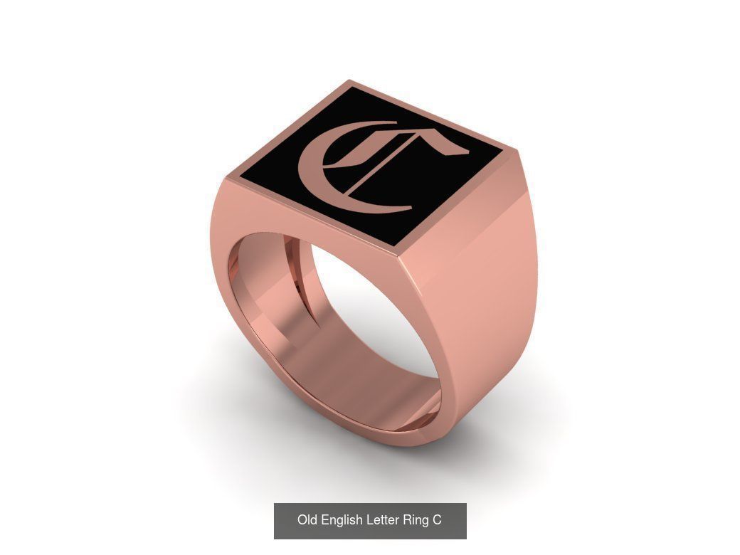 Gothic Alphabets Letter Rings Collection _14