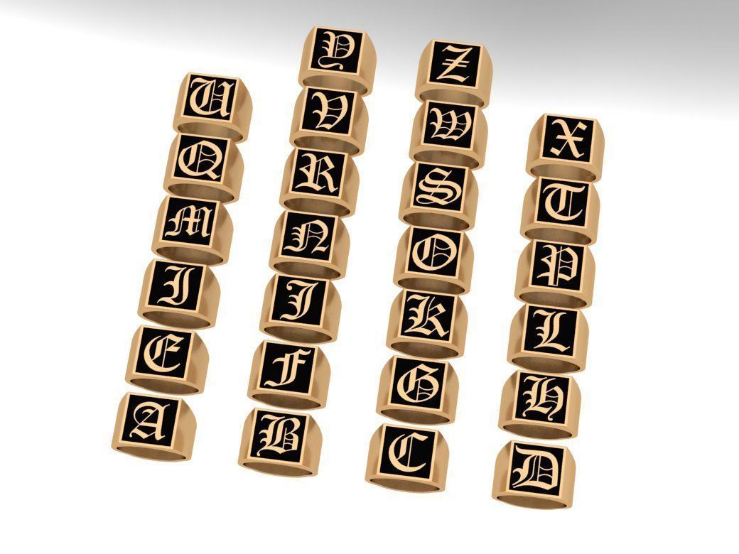 Gothic Alphabets Letter Rings Collection _8
