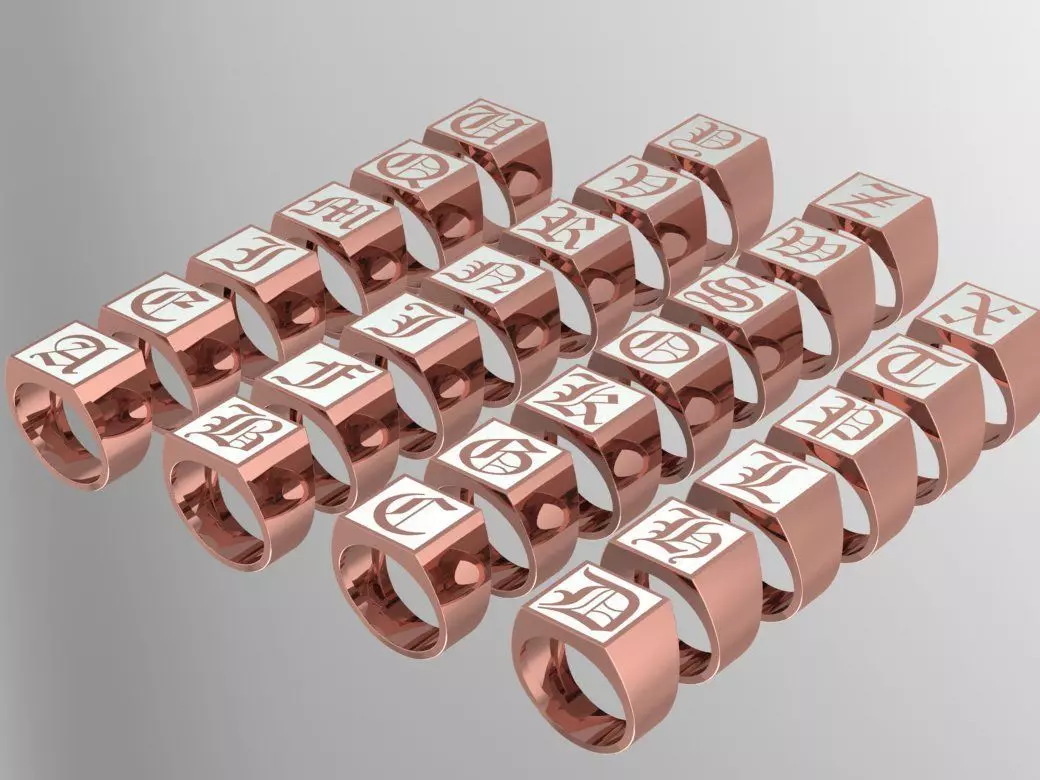 Gothic Alphabets Letter Rings Collection _0