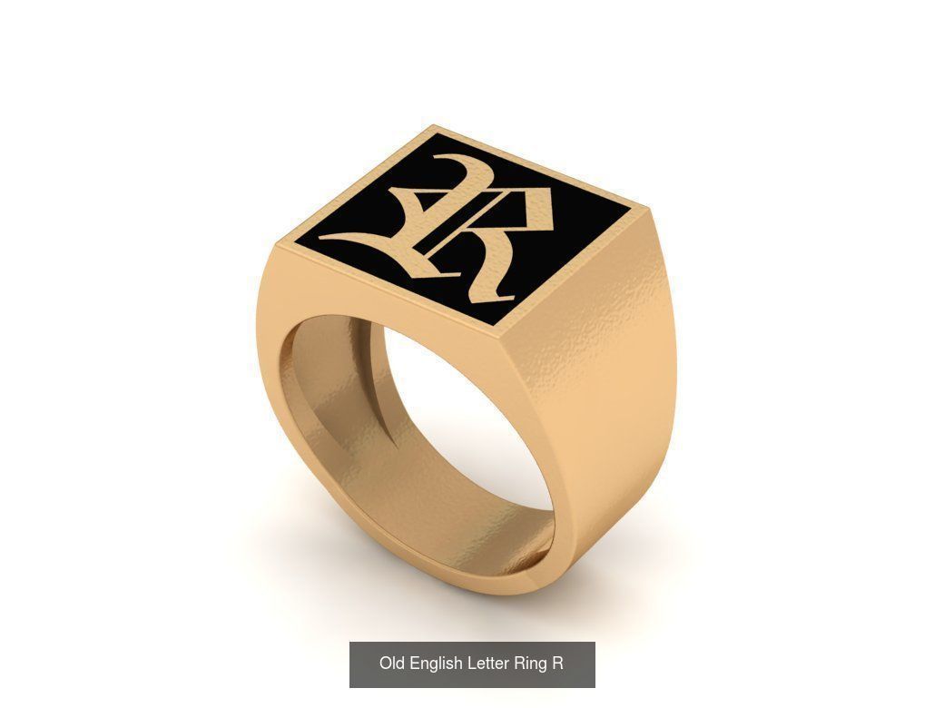 Gothic Alphabets Letter Rings Collection _29
