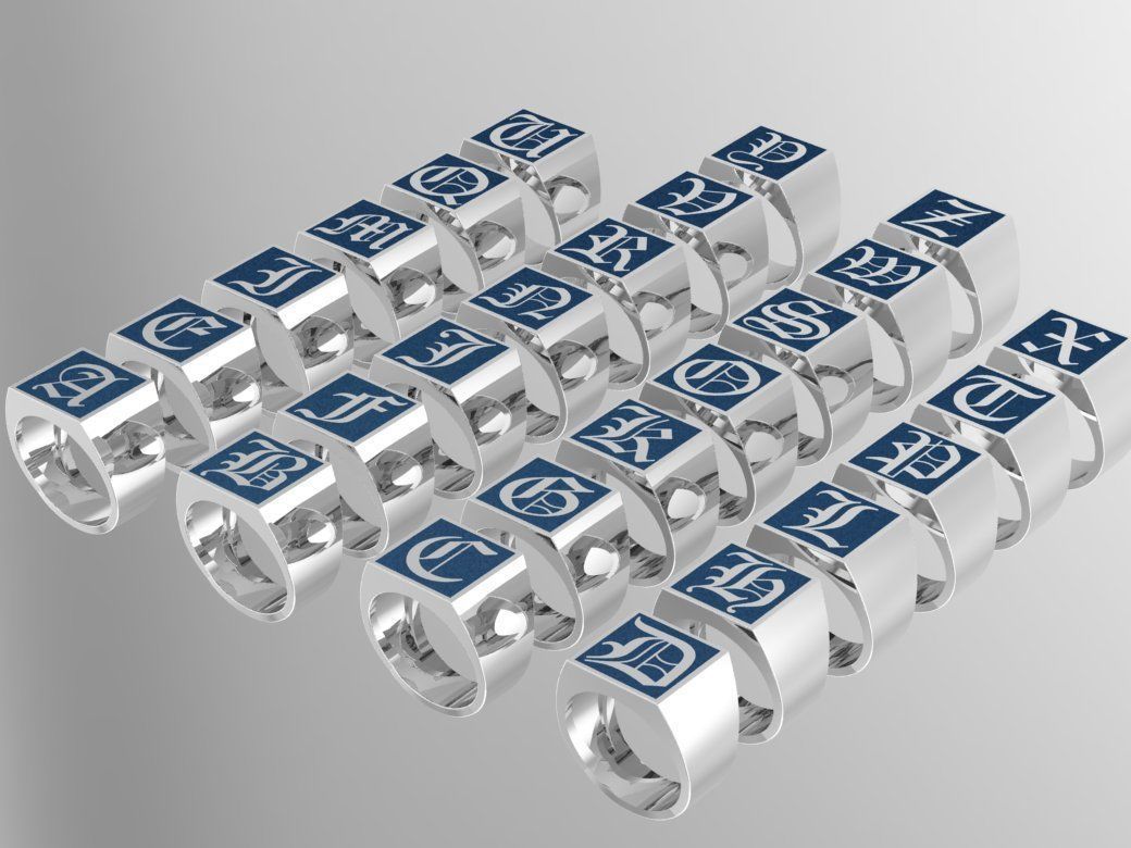 Gothic Alphabets Letter Rings Collection _2