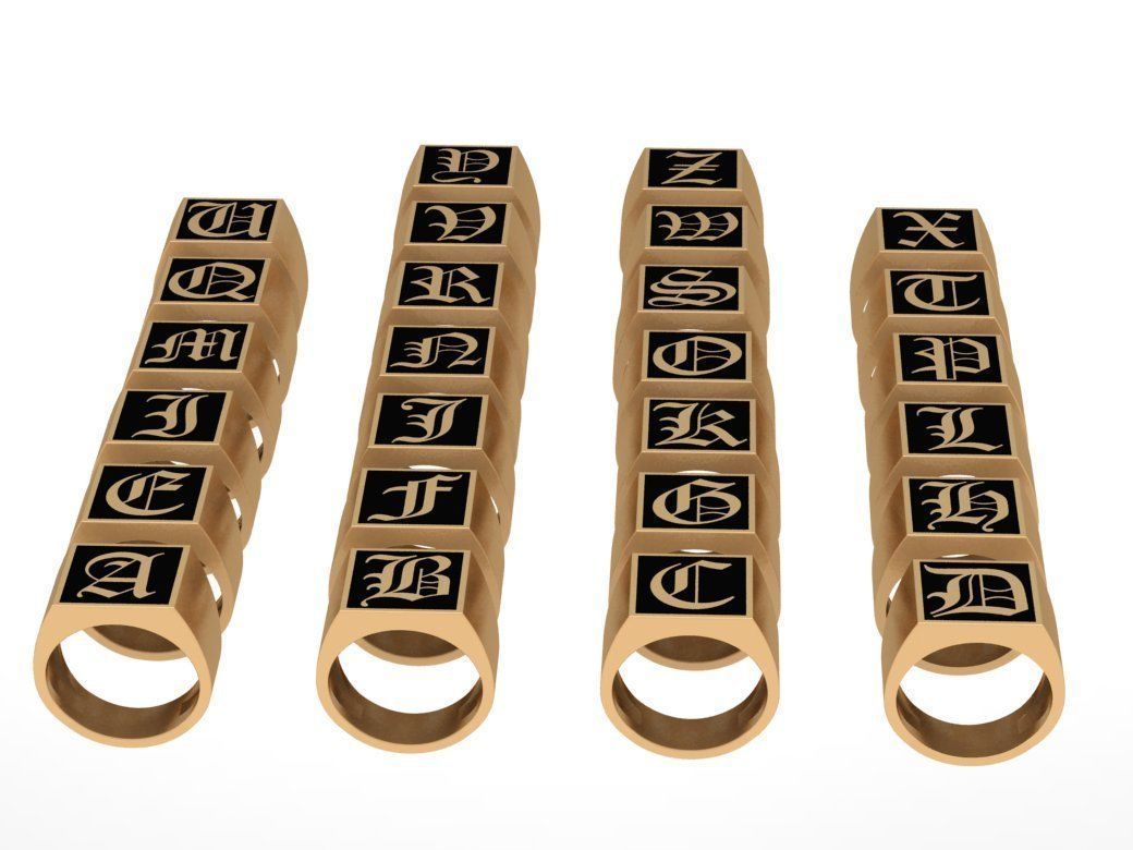 Gothic Alphabets Letter Rings Collection _9