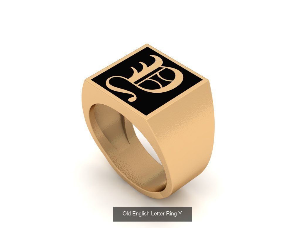 Gothic Alphabets Letter Rings Collection _36
