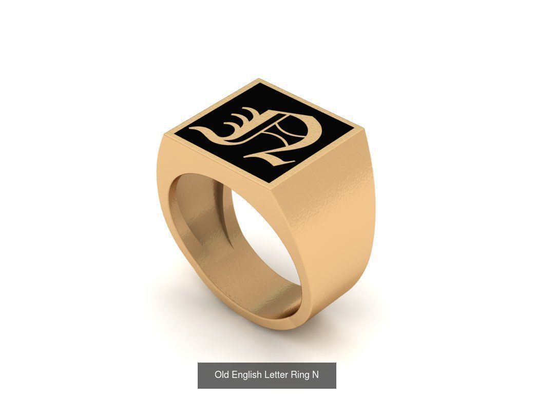 Gothic Alphabets Letter Rings Collection _25