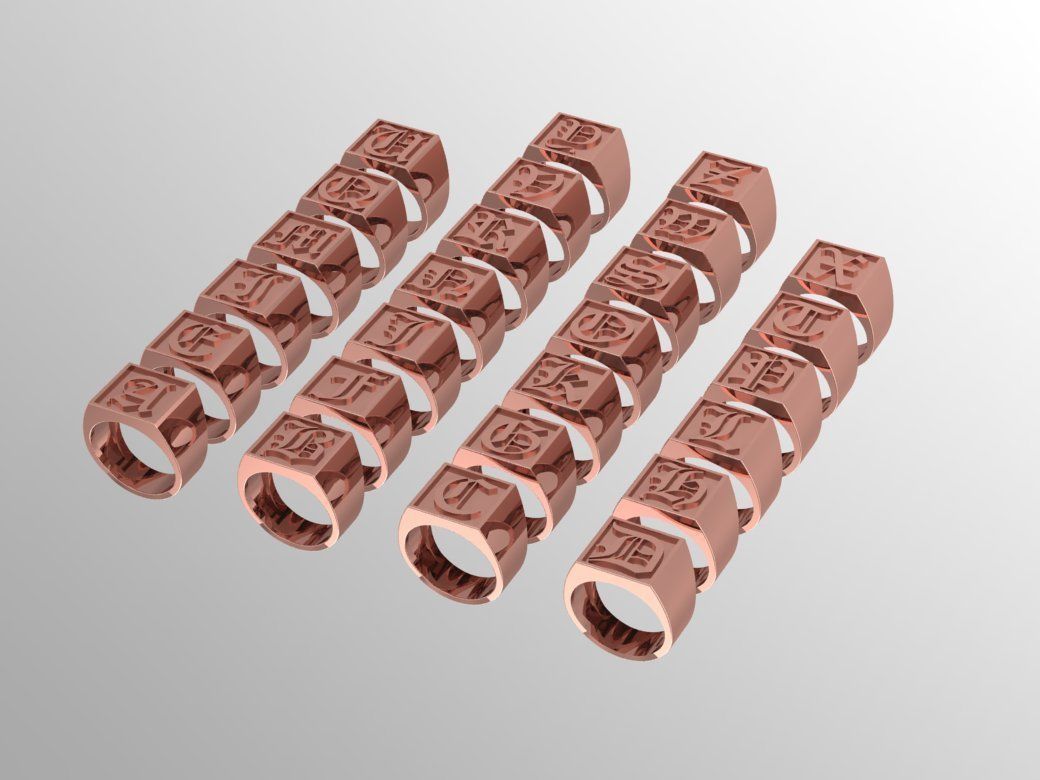 Gothic Alphabets Letter Rings Collection _7