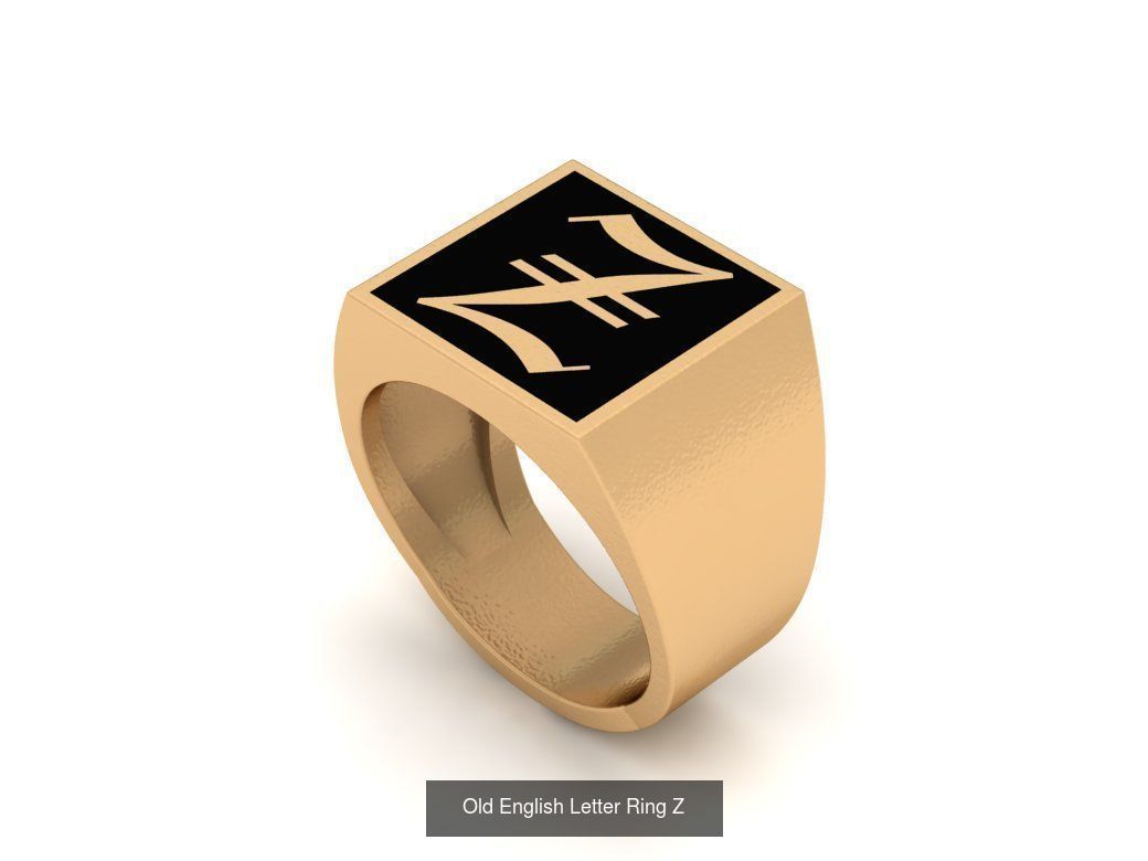 Gothic Alphabets Letter Rings Collection _37