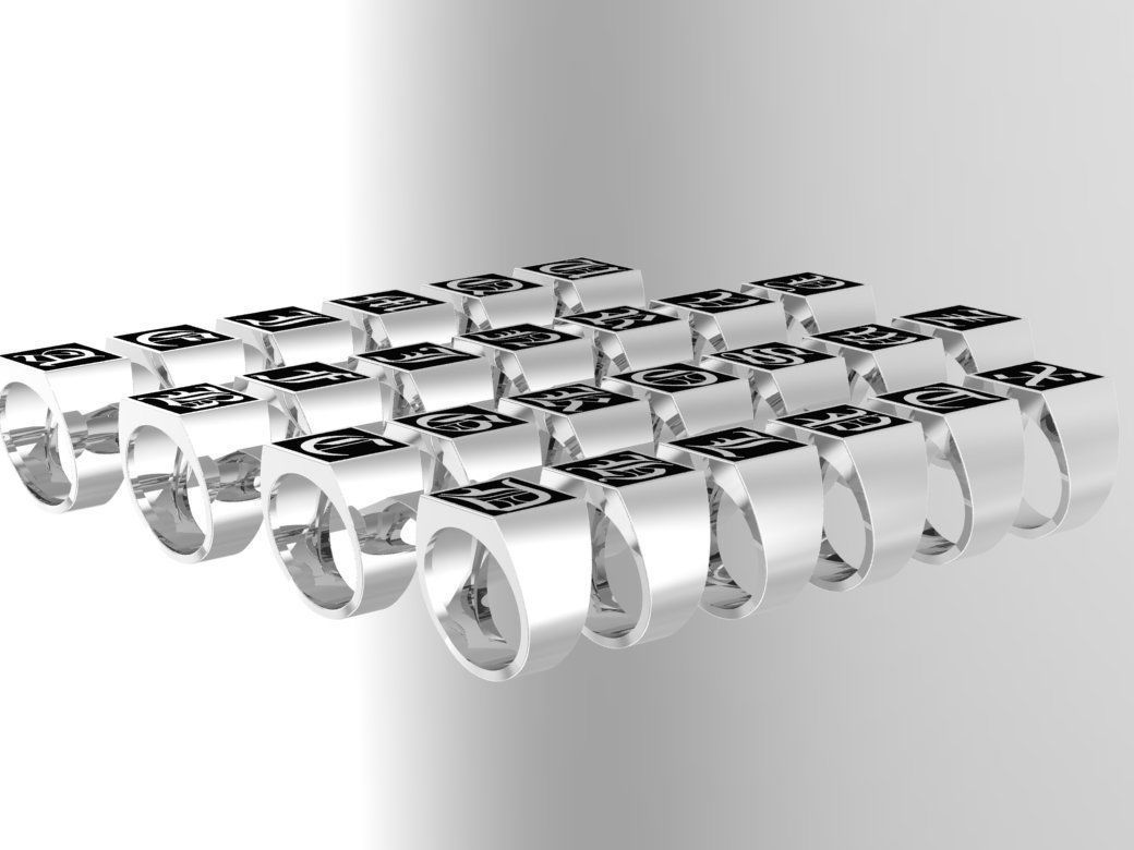 Gothic Alphabets Letter Rings Collection _10