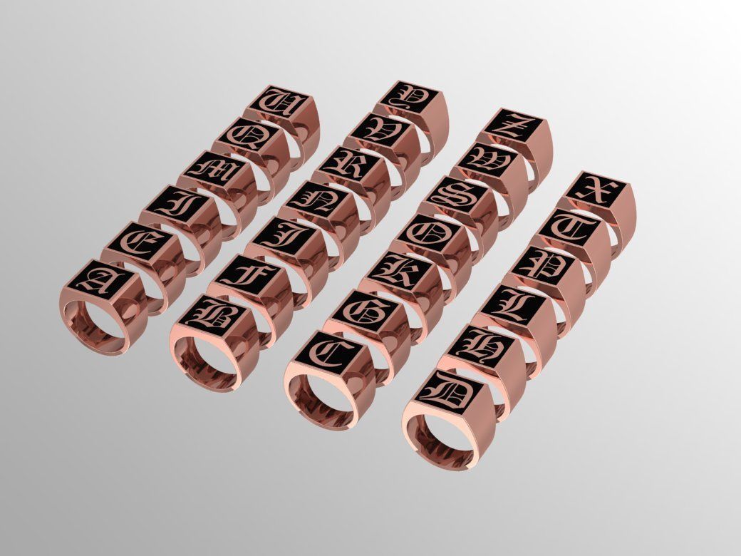 Gothic Alphabets Letter Rings Collection _5