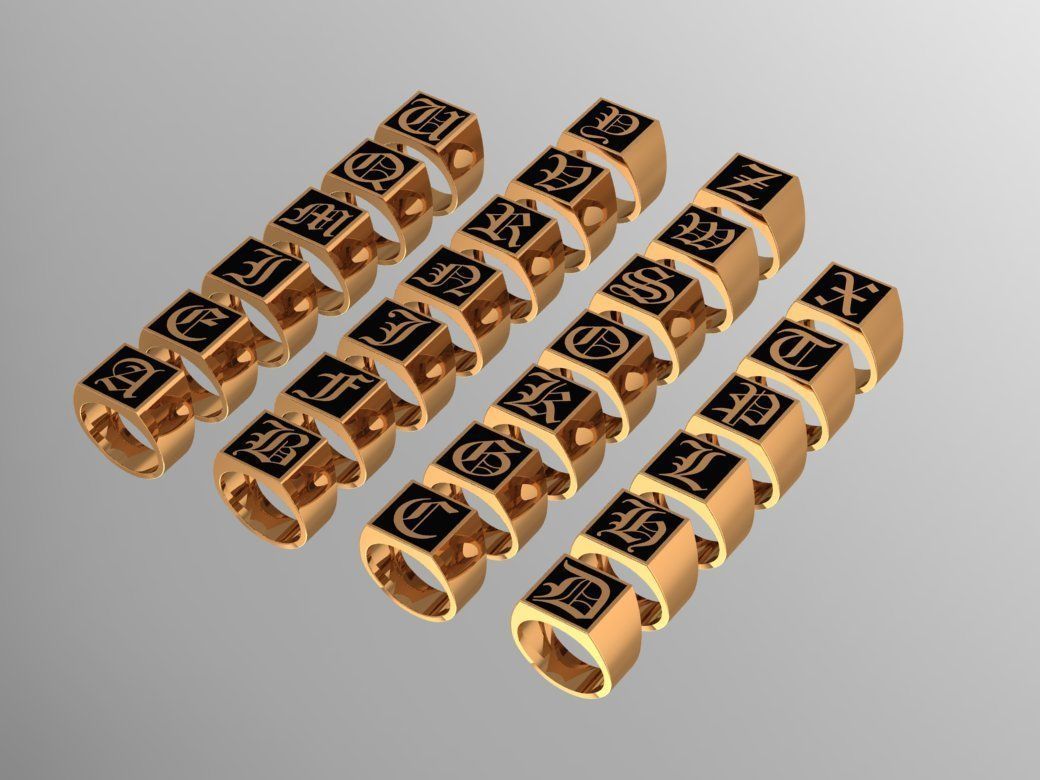 Gothic Alphabets Letter Rings Collection _6
