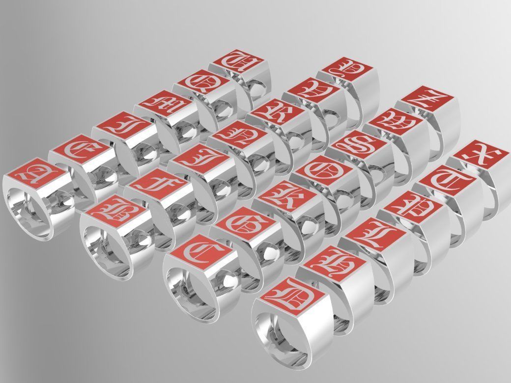 Gothic Alphabets Letter Rings Collection _4
