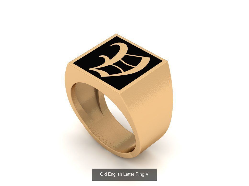 Gothic Alphabets Letter Rings Collection _33