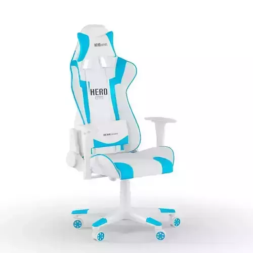PC Gamer Chair White Blue Hero