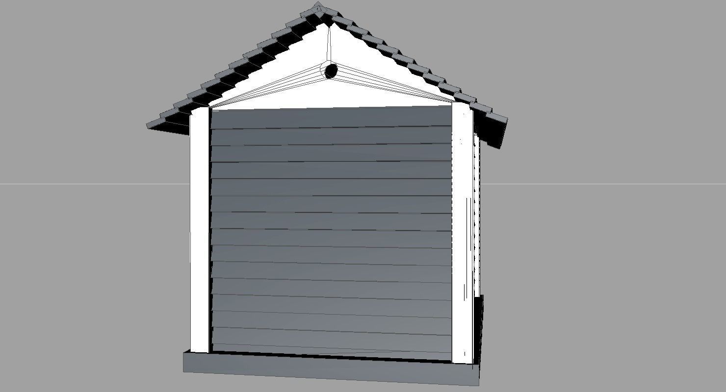 Low poly house on grassy field Low-poly 3D model_14