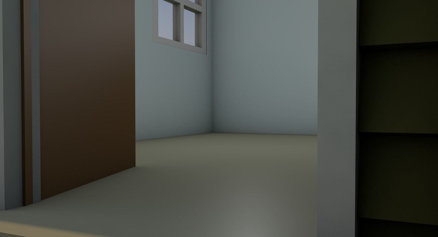 Low poly house on grassy field Low-poly 3D model_7