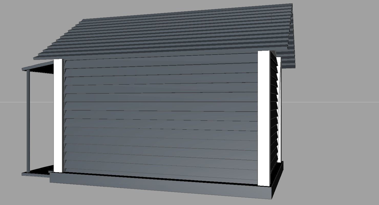 Low poly house on grassy field Low-poly 3D model_15