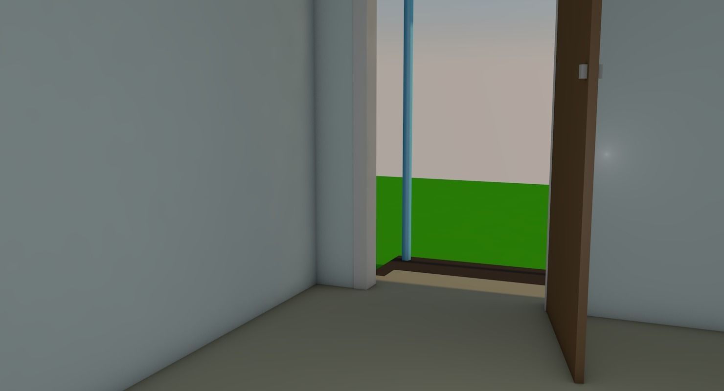 Low poly house on grassy field Low-poly 3D model_8