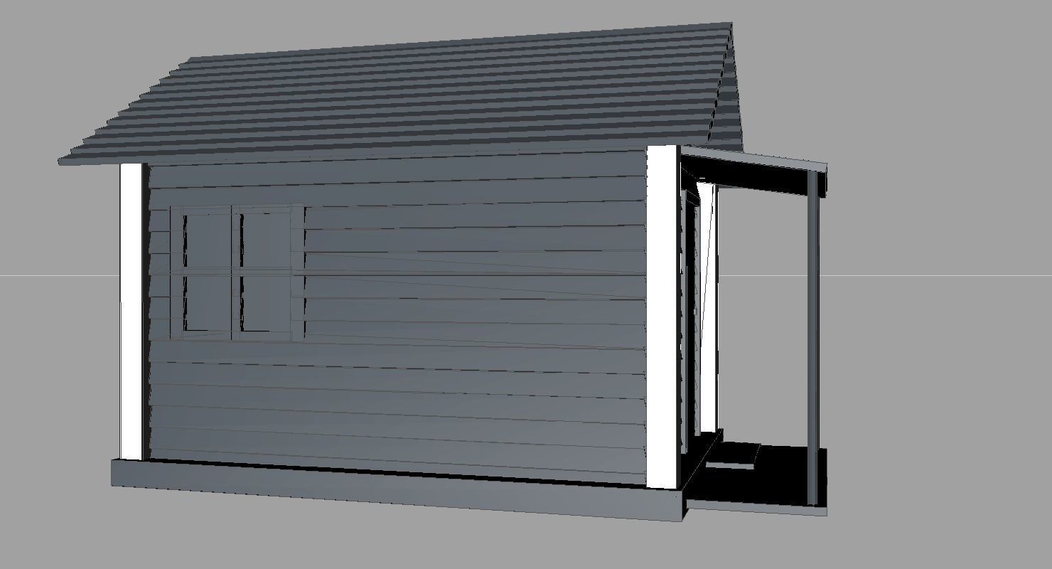 Low poly house on grassy field Low-poly 3D model_13