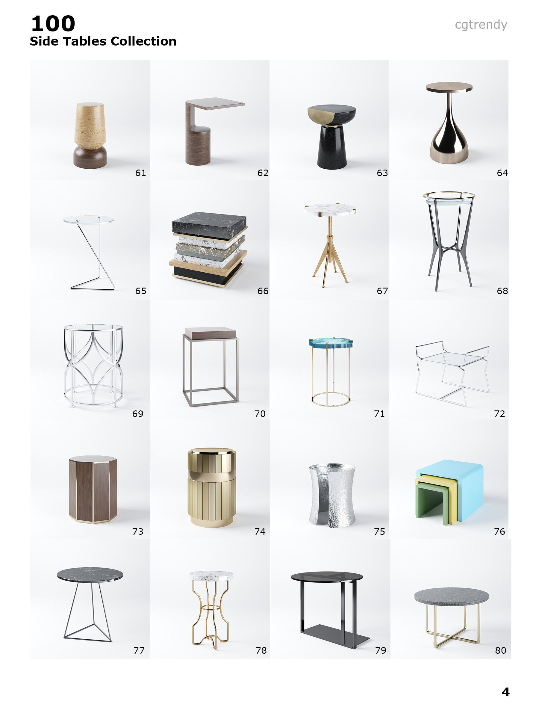 Side Tables Pack - 100 Models Low-poly 3D model_4