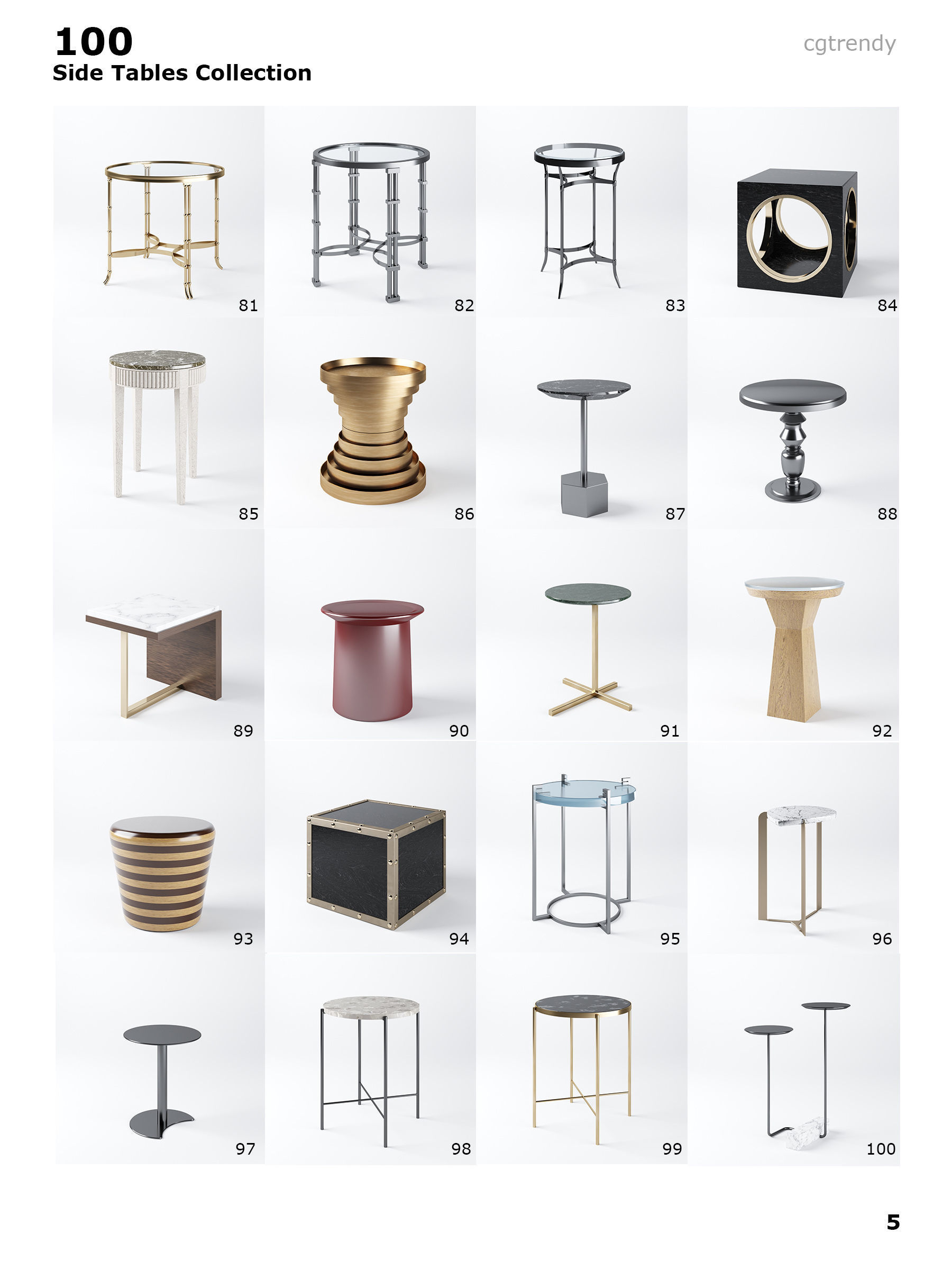 Side Tables Pack - 100 Models Low-poly 3D model_5