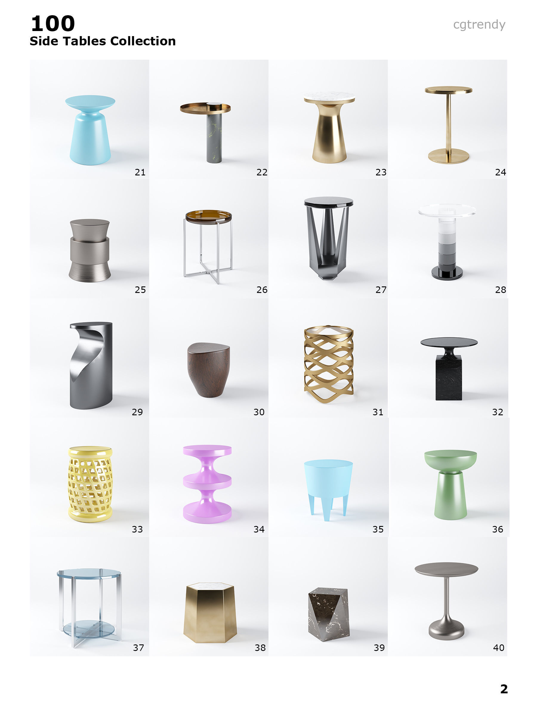 Side Tables Pack - 100 Models Low-poly 3D model_2