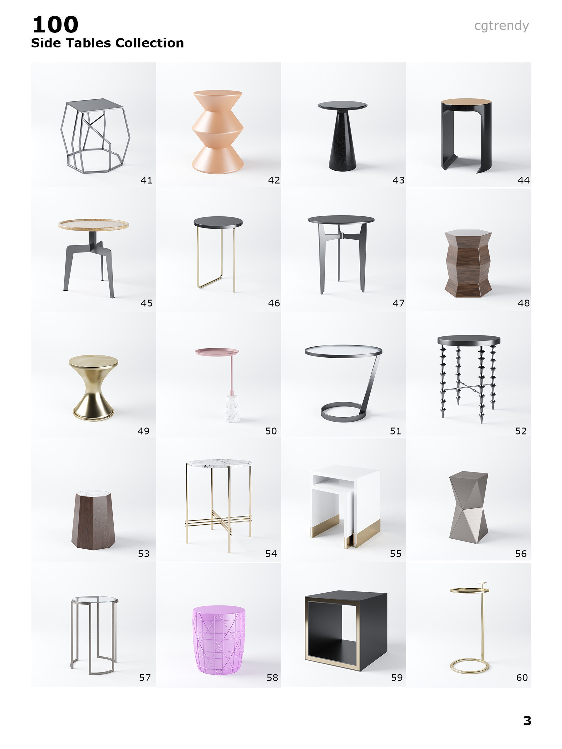 Side Tables Pack - 100 Models Low-poly 3D model_3