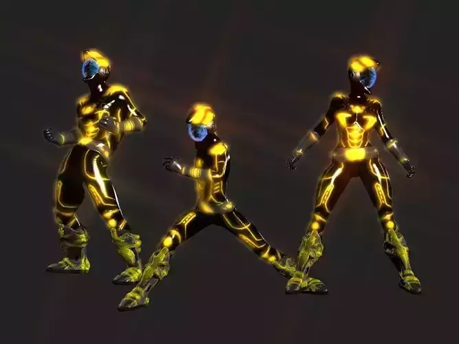 Golden vines futuristic battle suits collection Low-poly 3D model
