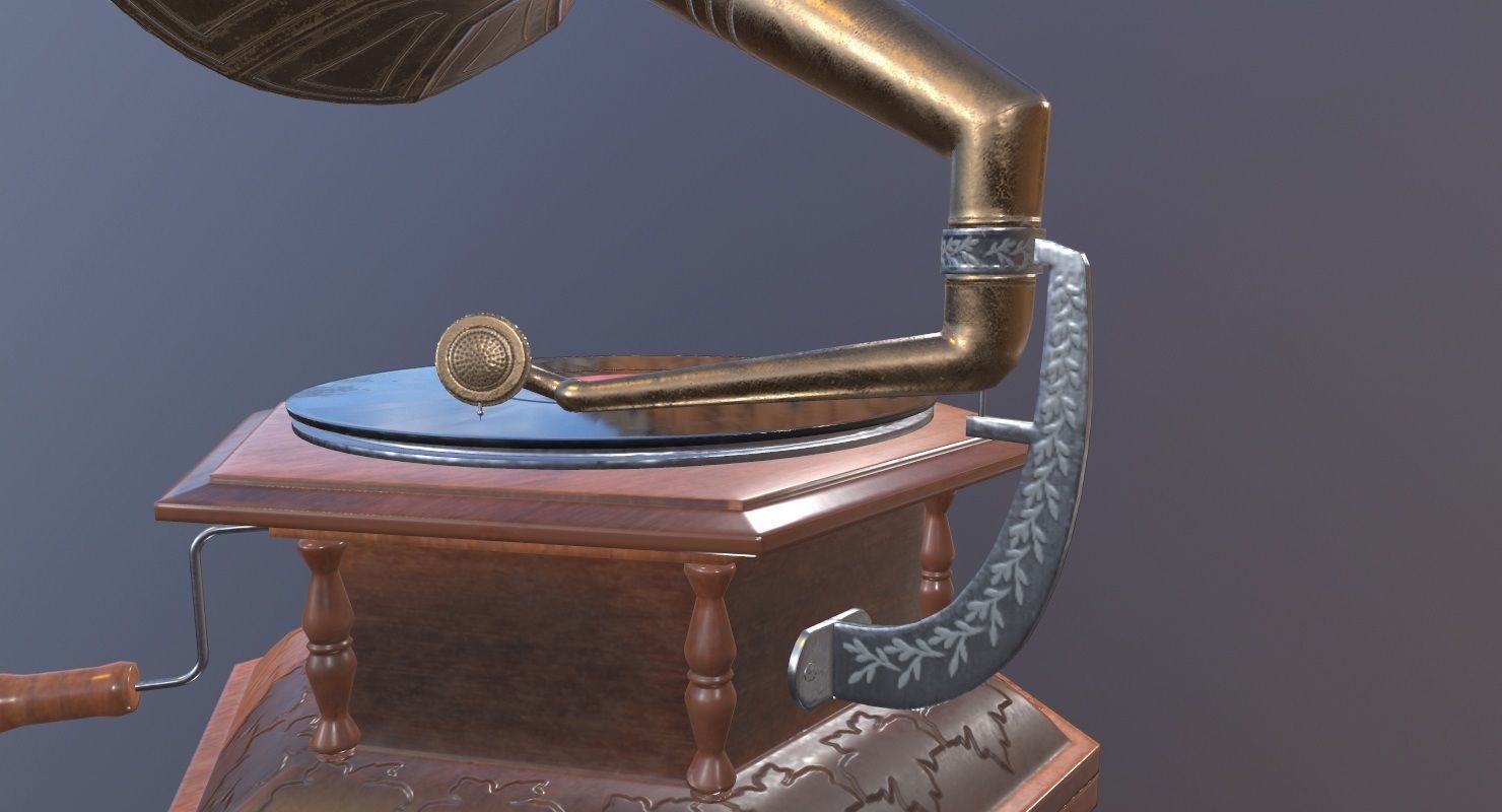 Gramophone Game Ready old Low-poly 3D model_19