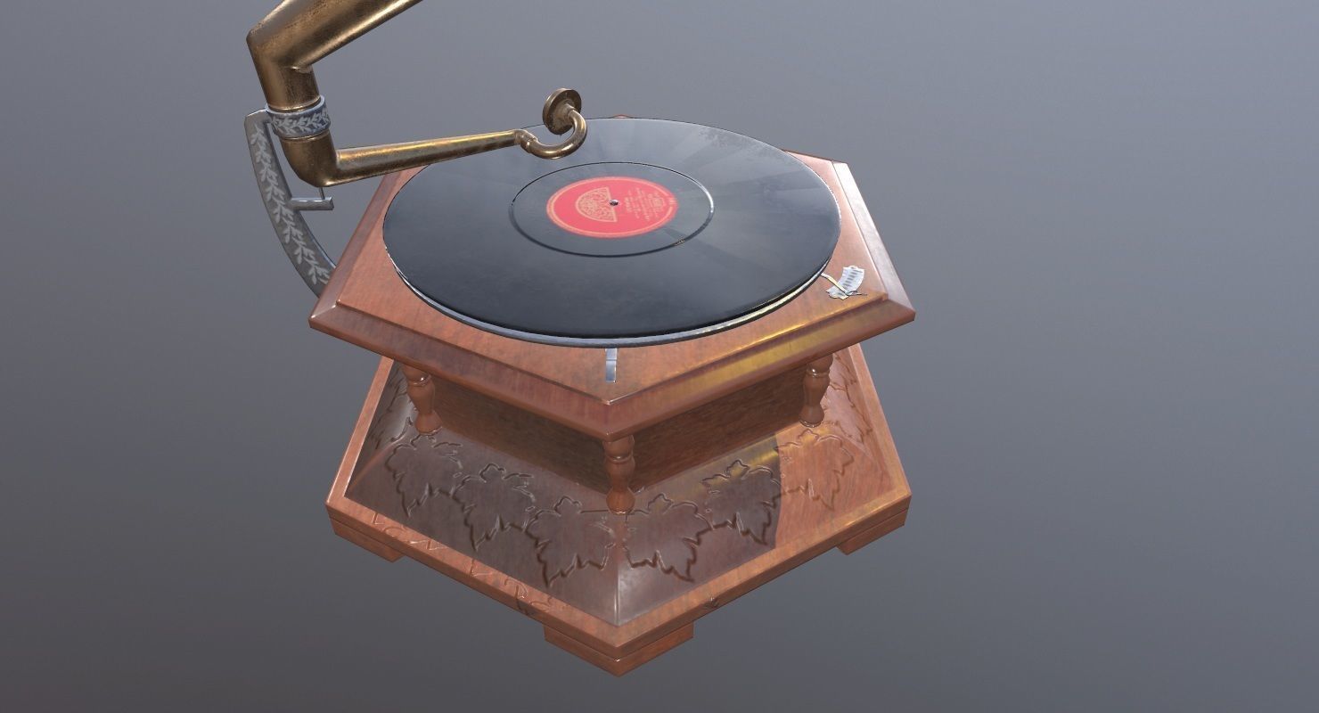 Gramophone Game Ready old Low-poly 3D model_8