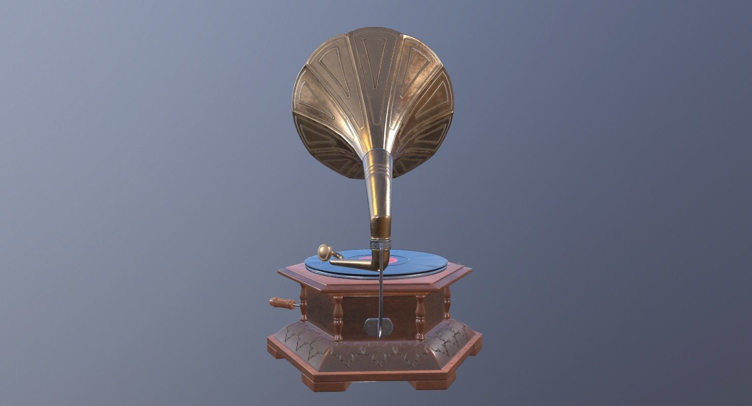 Gramophone Game Ready old Low-poly 3D model_4
