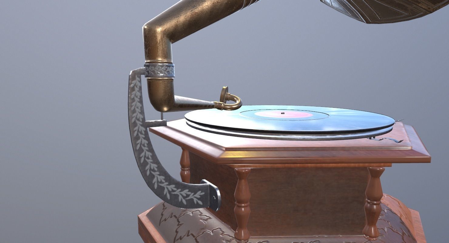 Gramophone Game Ready old Low-poly 3D model_18