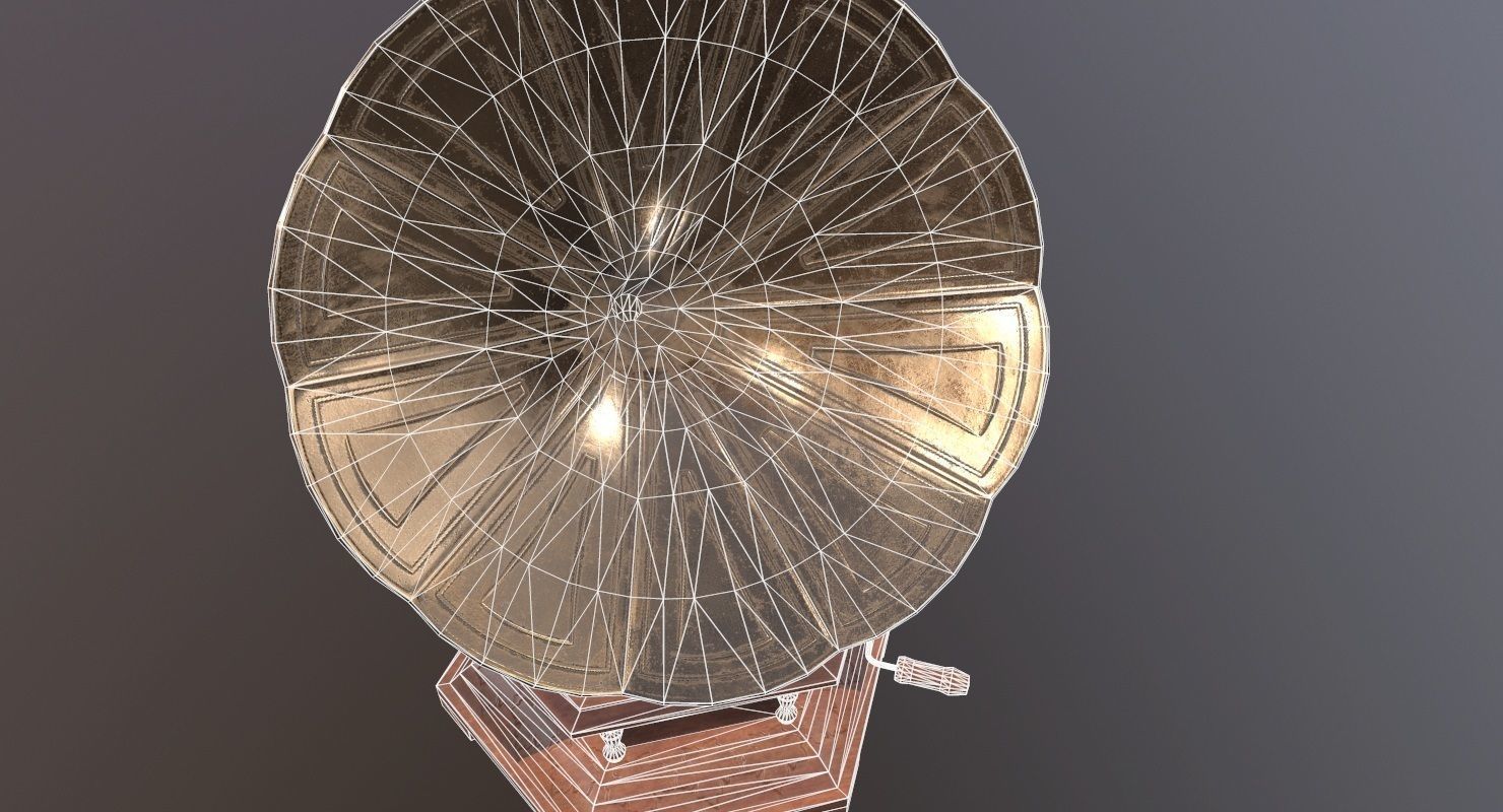 Gramophone Game Ready old Low-poly 3D model_31