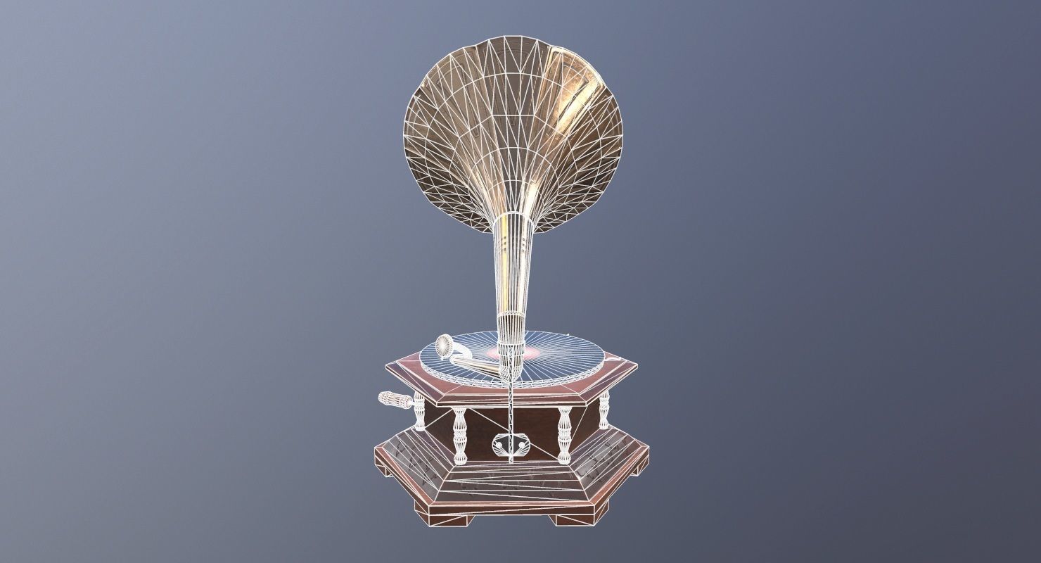 Gramophone Game Ready old Low-poly 3D model_24