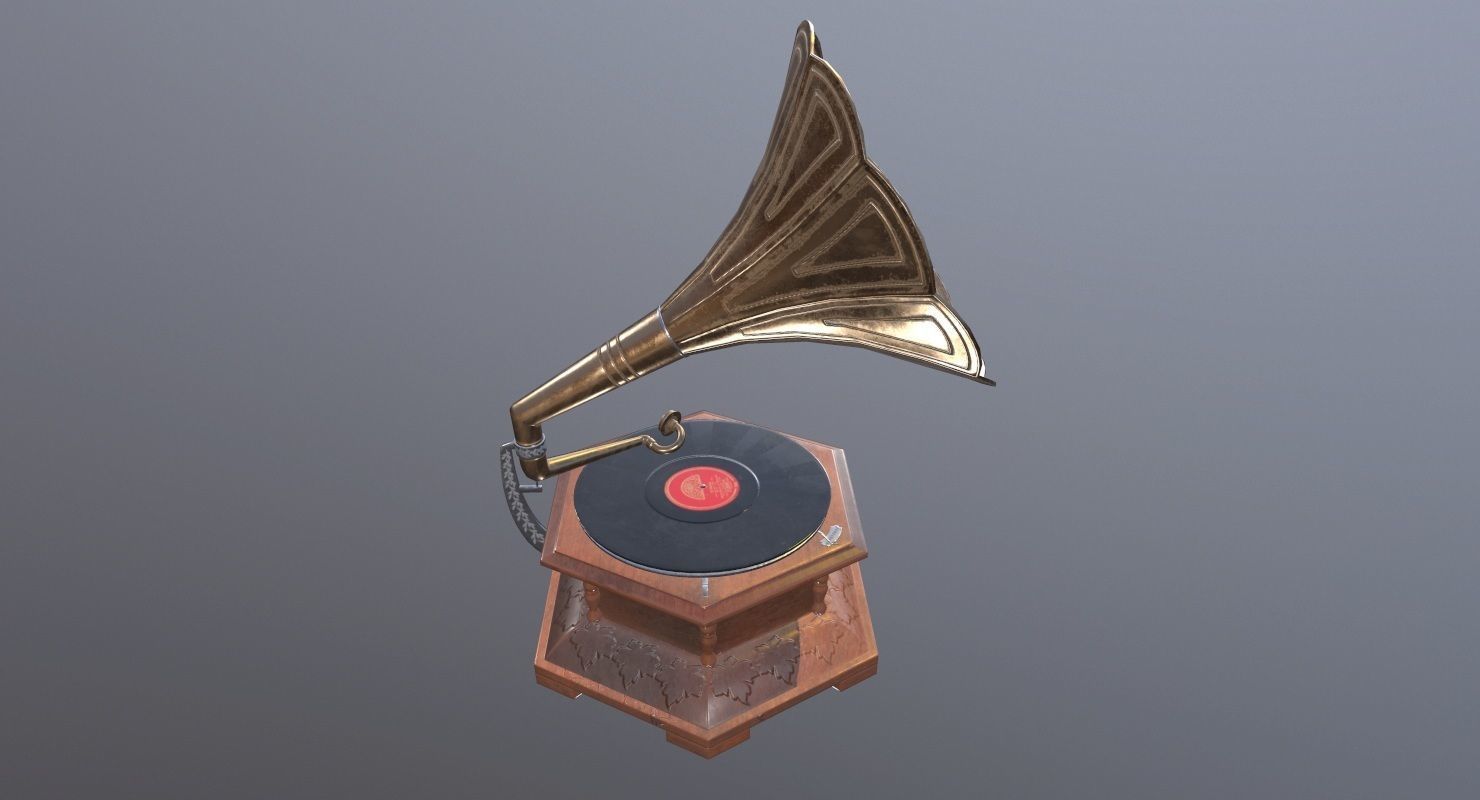 Gramophone Game Ready old Low-poly 3D model_3