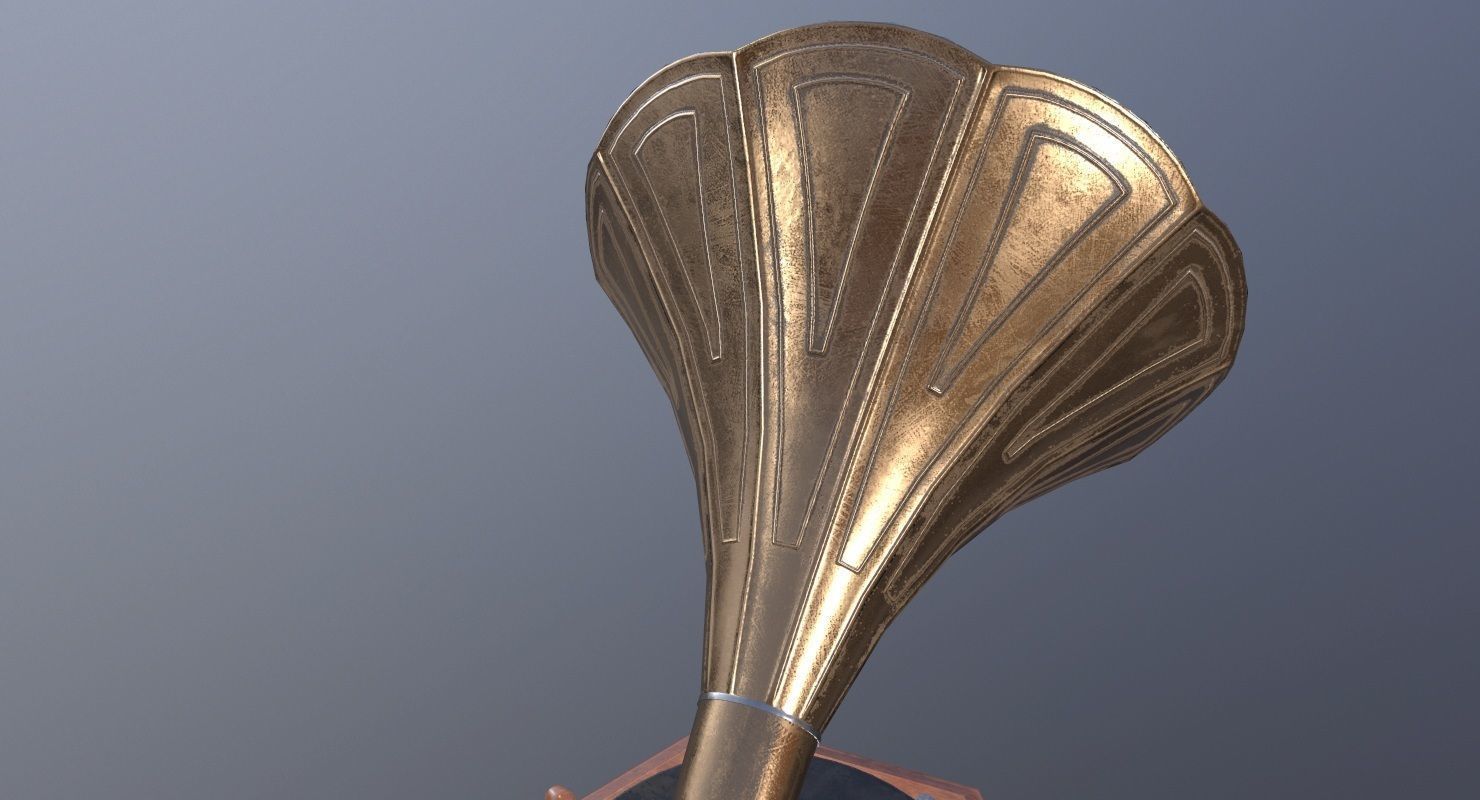 Gramophone Game Ready old Low-poly 3D model_16